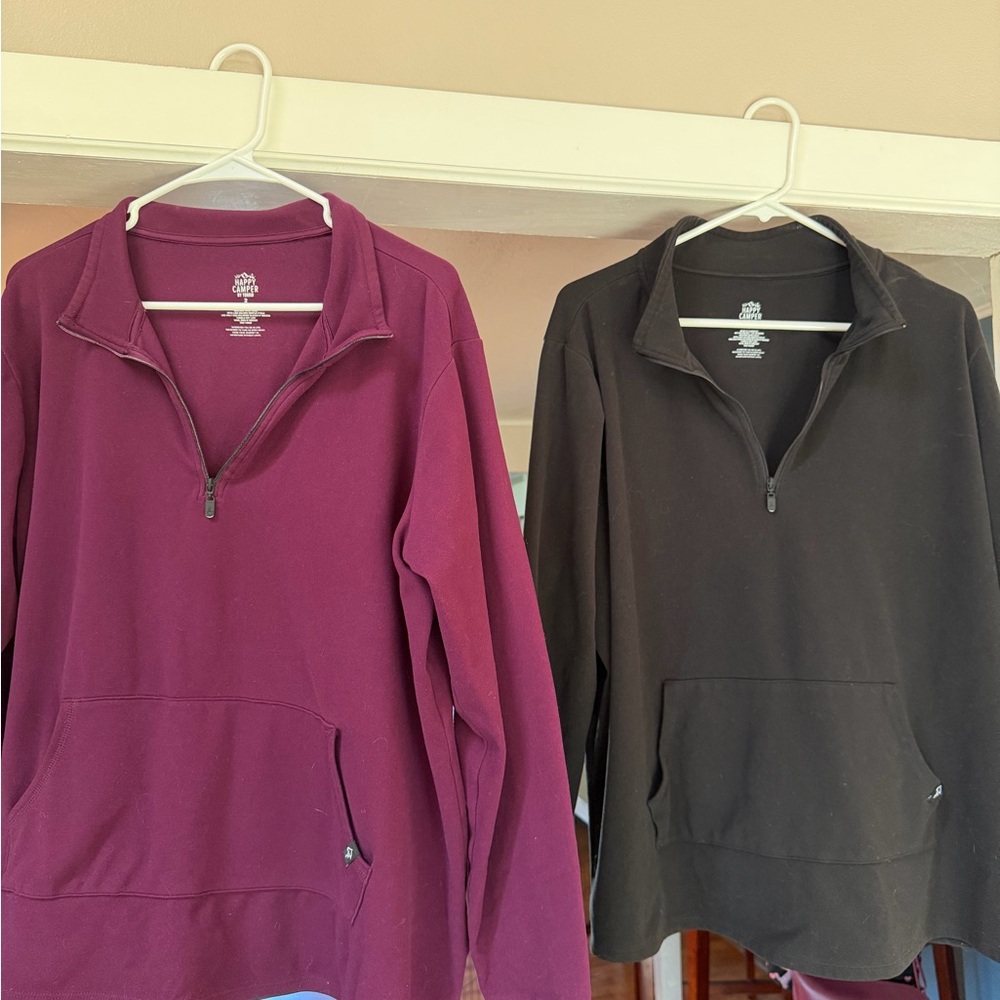Torrid Happy Camper 1/4 zip Pullover in Plum and Black, size 2